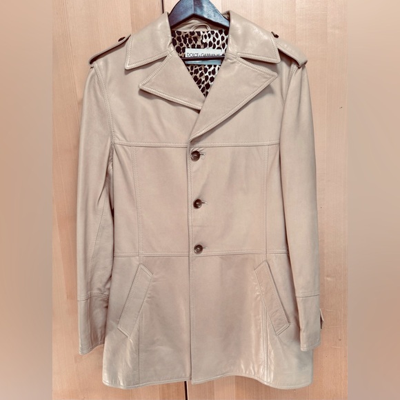 Dolce and Gabbana cream leather jacket - Picture 1 of 8
